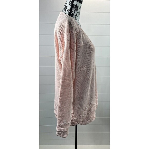 Y2K Express Tricot Sweater Womens S Hand Knitted Pink Floral Coquette Swiftie - Picture 7 of 11